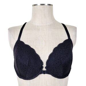 Victorias Secret Demi Racerback Bra 32DDD Lace Mesh Back Underwire Front Hook